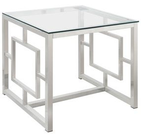Merced Glass Top And Nickel End Table