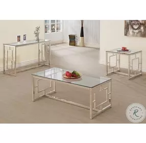 Merced Glass Top And Nickel Occasional Table Set