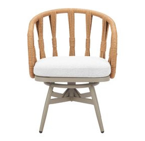 Safal White Upholstered Outdoor Swivel Dining Chair