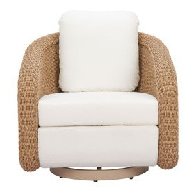 Solara Ivory Upholstered Outdoor Swivel Accent Chair