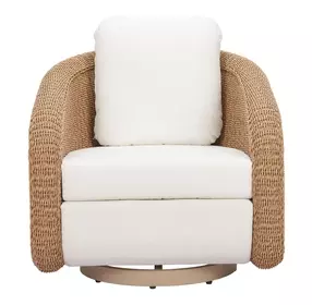 Solara Ivory Upholstered Outdoor Swivel Accent Chair