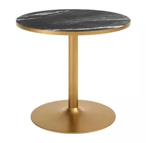 Batu Black and Gold Outdoor 35" Round Glass Top Dining Table