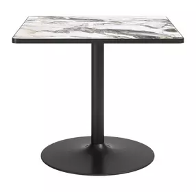 Caliza Gray and Black Outdoor 36" Square Glass Top Dining Table
