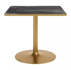 Caliza Black and Gold Outdoor 36" Square Glass Top Dining Table