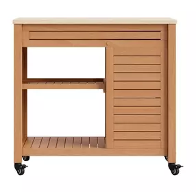 Valtan Natural and White Outdoor 1 Door Bar Cart