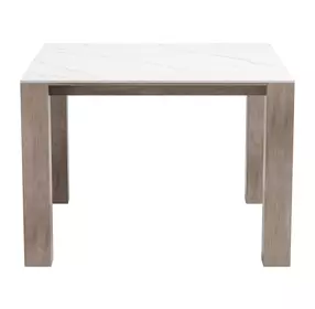 Leilani White and Brown Outdoor 42" Square Sintered Stone Top Dining Table
