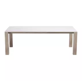 Leilani White and Brown Outdoor 90" Rectangular Sintered Stone Top Dining Table