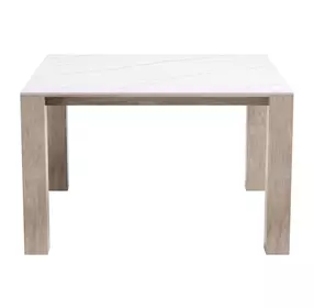 Leilani White and Brown Outdoor 48" Square Sintered Stone Top Dining Table