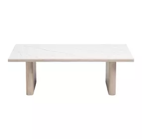 Seaborn White and Brown Outdoor Rectangular Sintered Stone Top Coffee Table