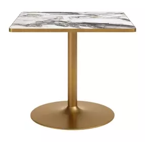 Caliza White and Gold Outdoor 36" Square Glass Top Dining Table
