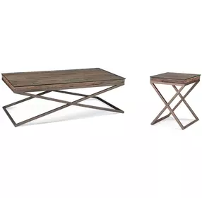 Cambria Bronze and Brown Glass Top Occasional Table Set