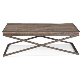Cambria Bronze and Brown Rectangular Glass Top Coffee Table