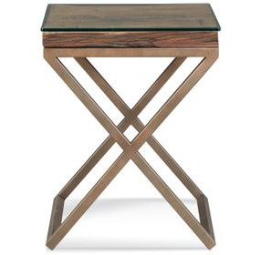 Cambria Bronze and Brown Square Glass Top End Table