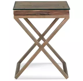 Cambria Bronze and Brown Square Glass Top End Table