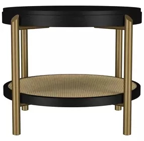 Arini Black and Aged Brass Round End Table