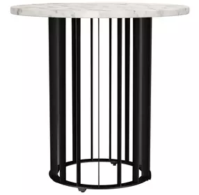 Haven Black and White Marble Top Round End Table
