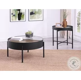 Ozella Sandy Black Round Occasional Table Set