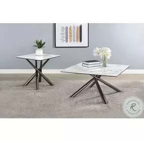 Carvell Mirage White Sintered Stone Square Occasional Table Set