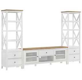 Hollis White And Brown 3 Piece Entertainment Center