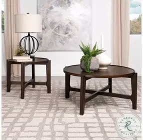 Cota Dark Brown Solid Wood Round Occasional Table Set