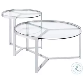 Delia Clear And Chrome 2 Piece Nesting Coffee Table