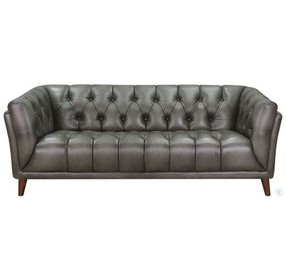 Trix Ash Gray Leather 84" Sofa