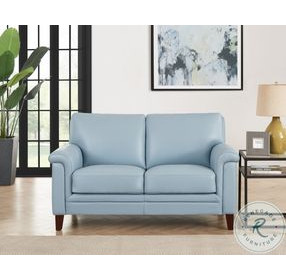 Wendover Spa Blue Top Grain Leather Loveseat