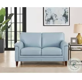 Wendover Spa Blue Top Grain Leather Loveseat