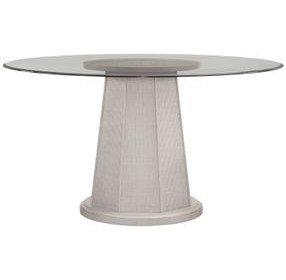 Korey White Wash Mindi 54" Round Glass Top Dining Table