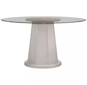 Korey White Wash Mindi 54" Round Glass Top Dining Table