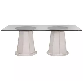 Korey White Wash Mindi 78" Rectangular Glass Top Dining Table