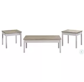Stacie Antique Pine And White 3 Piece Coffee Table Set