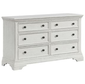 Olivia Brushed White 6 Drawer Dresser