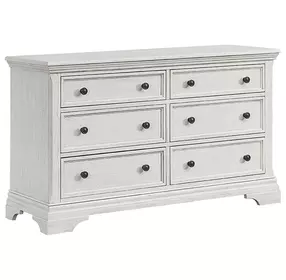 Olivia Brushed White 6 Drawer Dresser