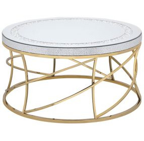 Elise Gold And Mirror Top Round Coffee Table