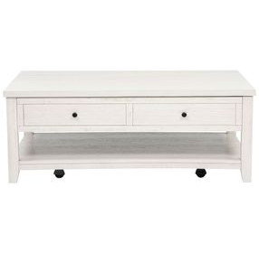 Payne Distressed White Rectangular Lift Top Cocktail Table