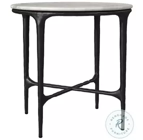 Hermas Black Marble Top Round End Table