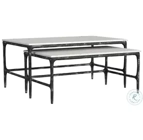 Ebby Antique Black 2 Piece Marble Top Nesting Coffee Table