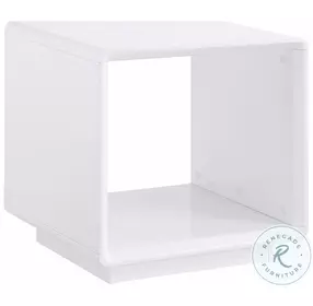 Paseo White High Gloss Square End Table