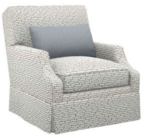Courtney White Upholstered Swivel Chair with Pillow