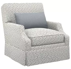 Courtney White Upholstered Swivel Chair with Pillow