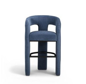 Malone Denim Blue Performance Fabric Upholstered Bar Stool