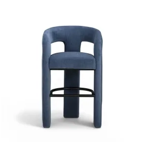 Malone Denim Blue Performance Fabric Upholstered Bar Stool