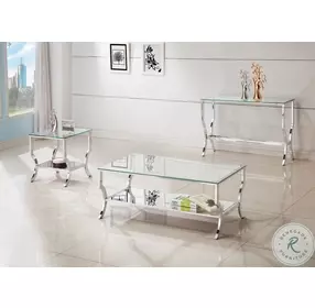 Saide Chrome And Tempered Glass Occasional Table Set
