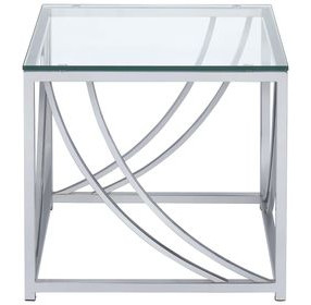 Lille Glass Top And Chrome End Table