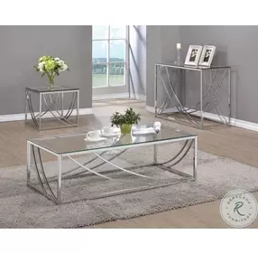 Lille Glass Top  And Chrome Occasional Table Set