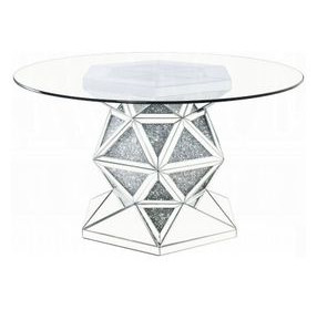 Noralie Clear 52" Round Glass Top Dining Table