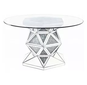 Noralie Clear 52" Round Glass Top Dining Table