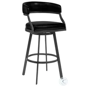 Dione Vintage Black Faux Leather And Mineral 30" Bar Stool