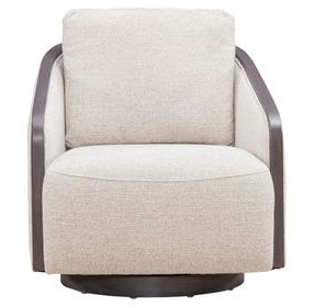 Nora Nathan Ginger and Dark Brown Upholstered Swivel Accent Chair
